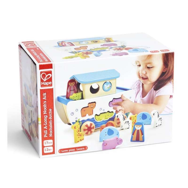 BRINQUEDO DE ARRASTRE DE MADEIRA HAPE ARCA DE NOÉ